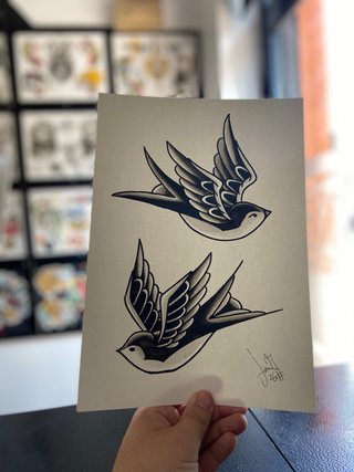 Lámina de Pintura de Golondrinas A4
