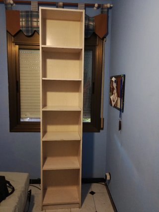 Librería alta de madera blanca