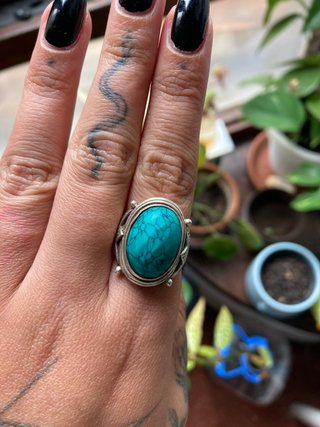 Anillo Étnico de Plata y Turquesa