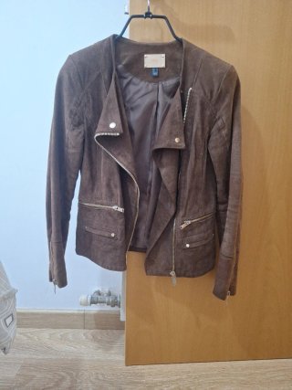 Chaqueta de ante marrón Mango Talla M