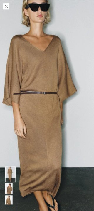 Vestido Midi Zara Marrón