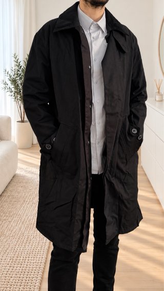 Abrigo largo Zara hombre M – Negro, cuello de pana