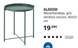 Mesa Auxiliar IKEA Gladom Gris Verdoso