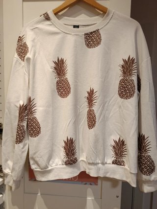 Sudadera Estampada Piñas Blanca y Marrón