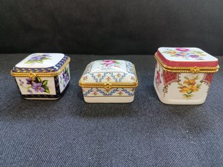 Set de 3 Joyeros/Pastilleros de Porcelana Fina