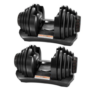 Pareja mancuernas ajustables 40 kg c/u NUEVAS+BASE