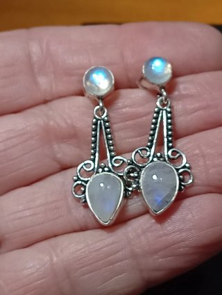 Pendientes de Plata de Ley piedra luna