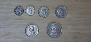 Lote 6 Monedas Suiza 1 de Plata