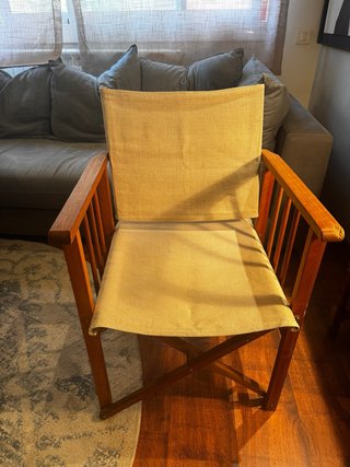 Silla de director de teca y lino