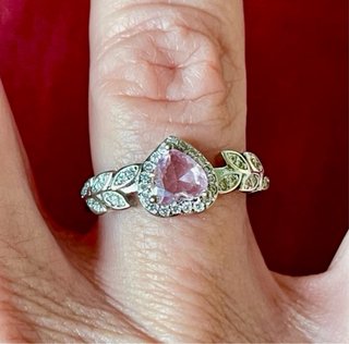 Anillo de Plata 925 con Corazón Rosa