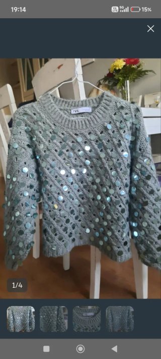 Jersey Zara Verde con Lentejuelas Talla M