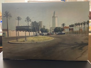 Pintura al óleo de la Farola de Málaga