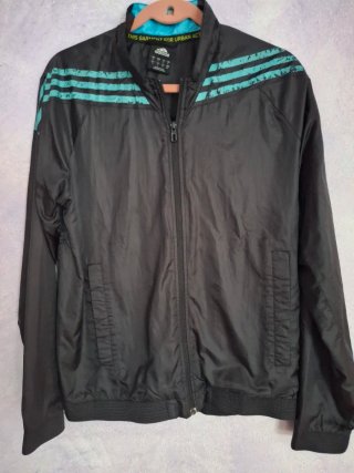 Chaqueta de chandal Adidas negra y turquesa