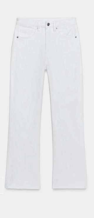 Jeans Zara Cropped Flare Tiro Alto Blancos