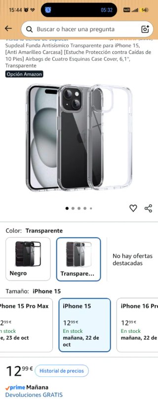 Custodia Trasparente per iPhone 15