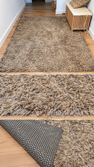 Alfombra de Pelo Largo Beige y Gris