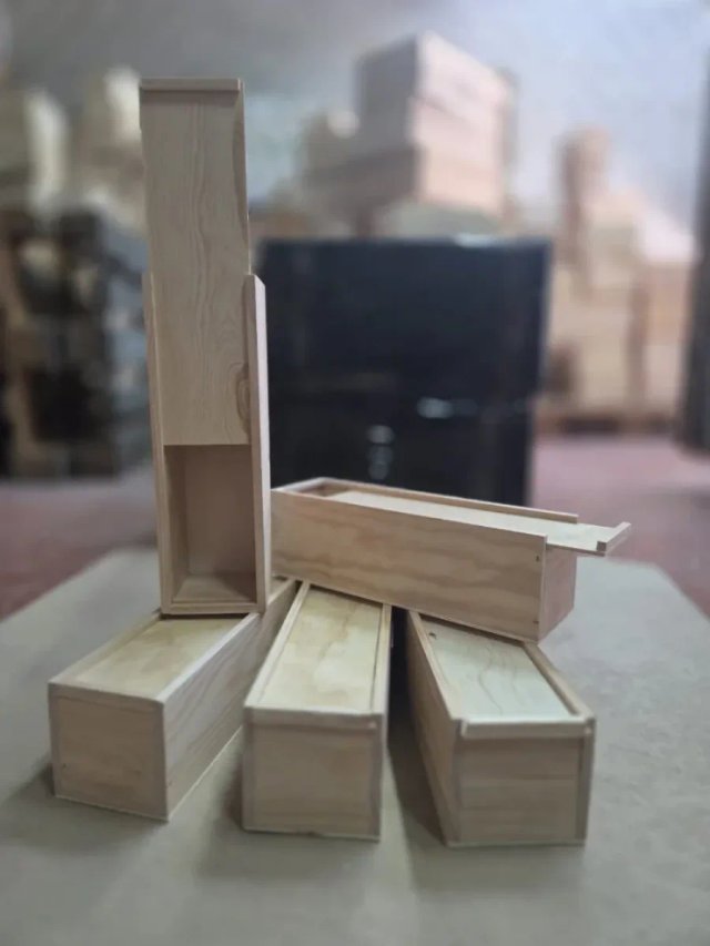 8 Cajas de Madera con Tapa Corredera