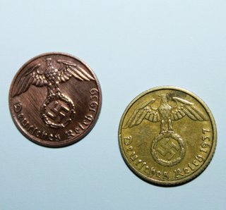 Lote de 2 monedas auténticas época nazi