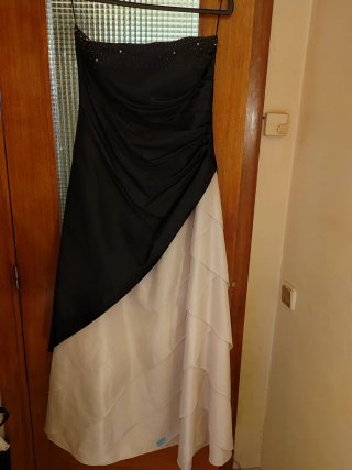 Vestido largo bicolor