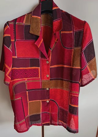 Camicia a maniche corte fantasia geometrica