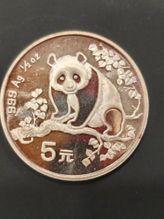 Moneda Panda Plata 5 Yuan 1993
