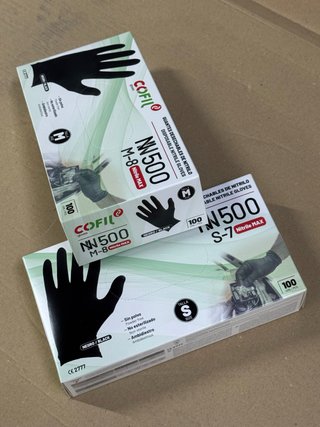 Guantes nitrilo COFIL NN500 negros S/M 100 ud