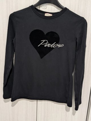 Pinko felpa nera 12 anni cotone cuore velluto