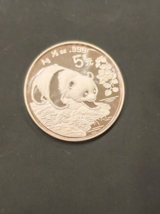 Moneda Panda 5 Yuan Plata 1994