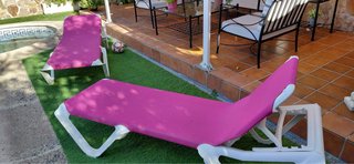 4 Hamacas de Piscina Rosa y Blanco