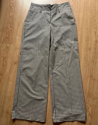 Pantalón Ancho de Cuadros Zara