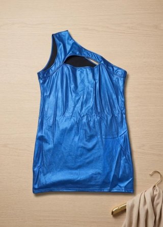 Vestido Corto Azul Metalizado SHEIN Talla 3XL