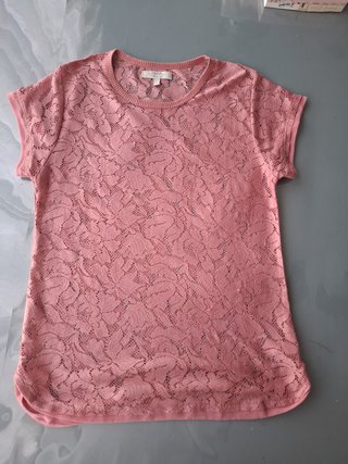 Camiseta calada rosa Zara