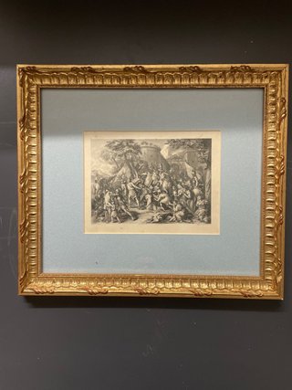 Grabado Antiguo Enmarcado de un Calvario
