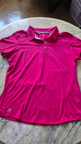 Camiseta deportiva tipo polo Adidas rosa