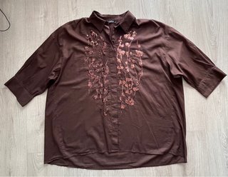 Camisa Couchel Marrón con Lentejuelas