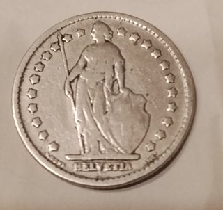 Moneda 1 Franco Suiza 1909 Plata