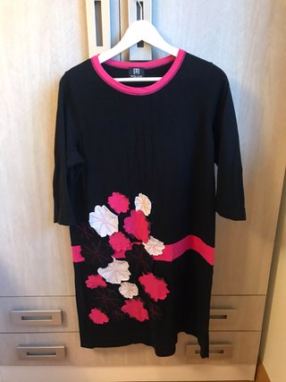 Vestido Pqliar Negro y Rosa