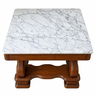 Mesa de Mármol y Madera Noble 70x70