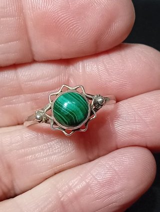 Anillo de Plata de Ley malaquita