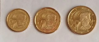 3 Monedas Euro 10, 20 y 50 cts Croacia 2023, s/c.