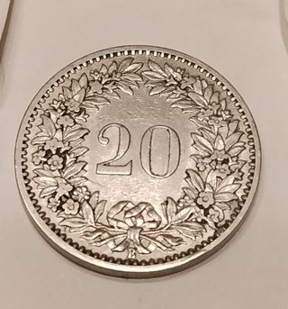 Moneda 20 Rappen Suiza 1909