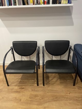 Set de 2 Sillones Negros de piel sintética