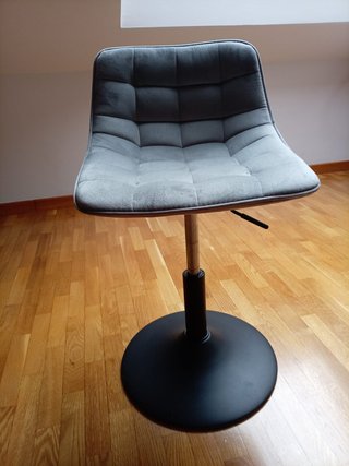 Taburete Tocador Gris de Terciopelo