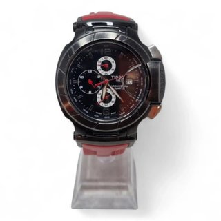 RELOJ TISSOT 1853 CHRONOGRAFO TRACE MOTO GP ESFERA NEGRA + CORREA DE GOMA ROJA