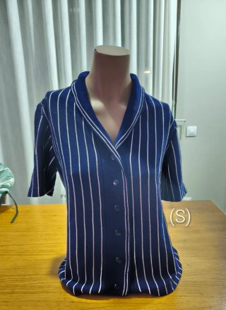 (S) Camisa / Polo de punto vintage azul marino