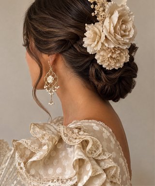 Pendientes de Flamenca o Invitada Beige