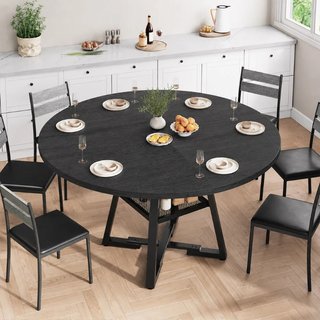 Mesa para comedor Tondo Negro con Estante para el