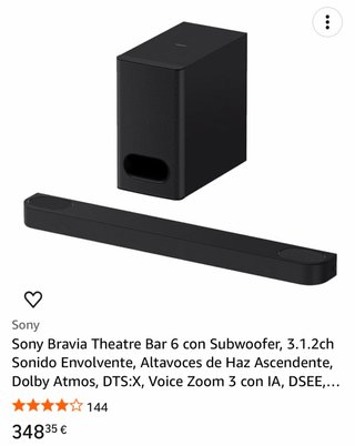 Barra de Sonido Sony Bravia Theatre Bar 6