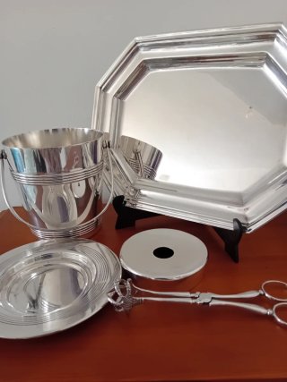 Juego de plata vintage bañado con silver sterling.