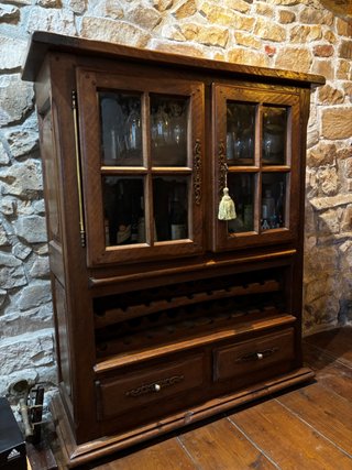 Mueble Bar Botellero de Roble Macizo